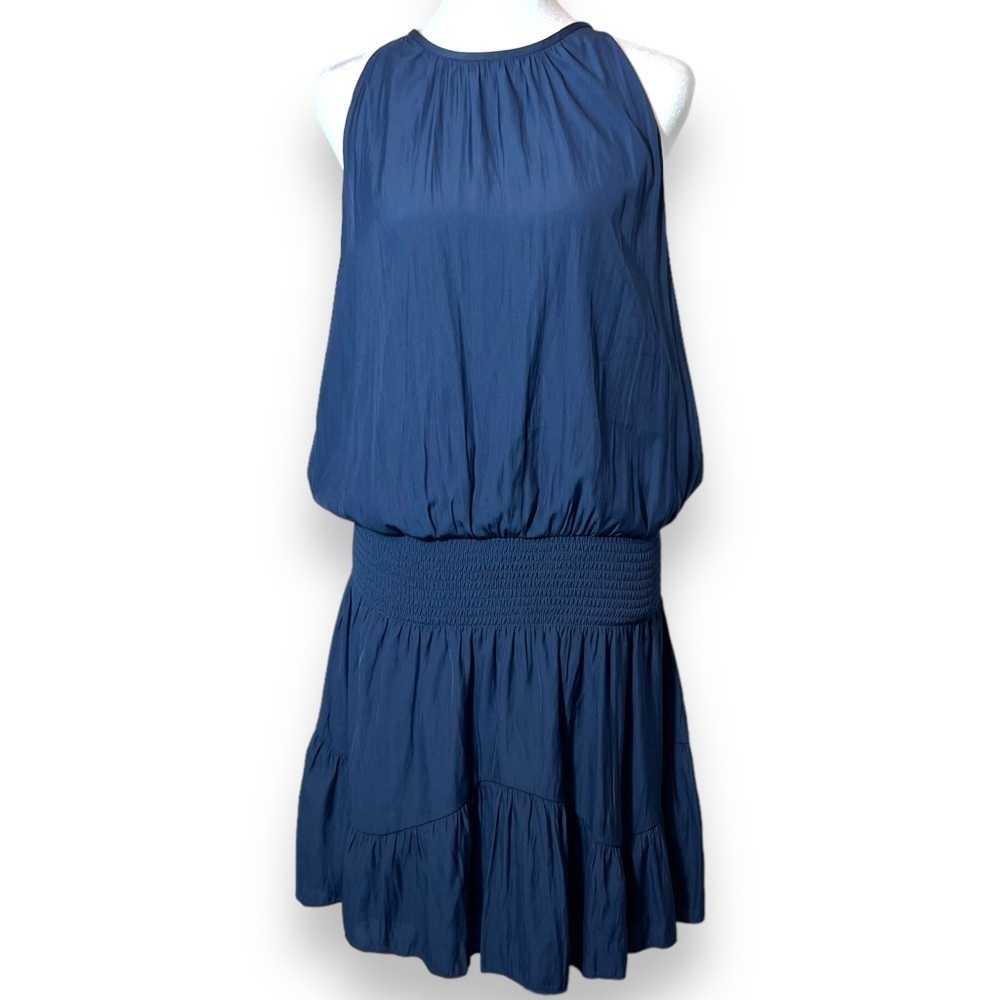 Ramy Brook Blue Annadele Halter Dress, Large